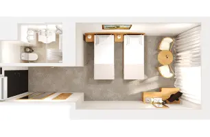 План номера Стандарт — 21 м² в гостинице «Альфа» Измайлово (м. Партизанская). Фото номера