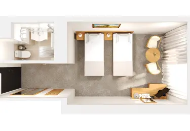 План номера Стандарт — 21 м² в гостинице «Альфа» Измайлово (м. Партизанская). Фото номера