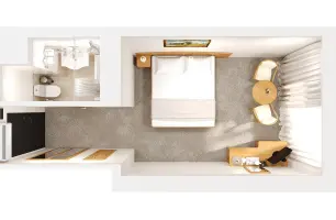 План номера Стандарт — 21 м² в гостинице «Альфа» Измайлово (м. Партизанская). Фото номера